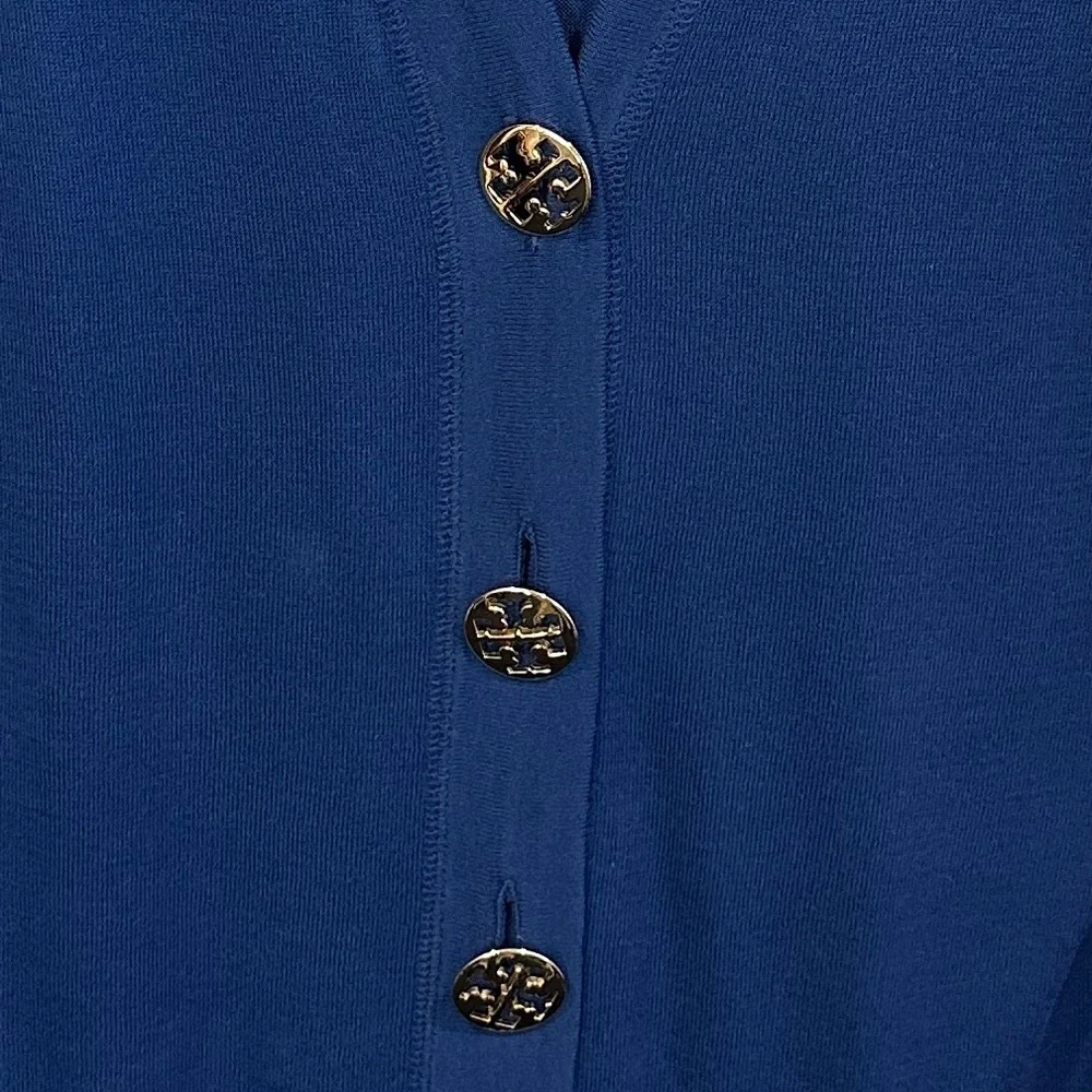 Tory‎ Burch Luxury Designer Navy Blue Signature Buttons Cardigan S
